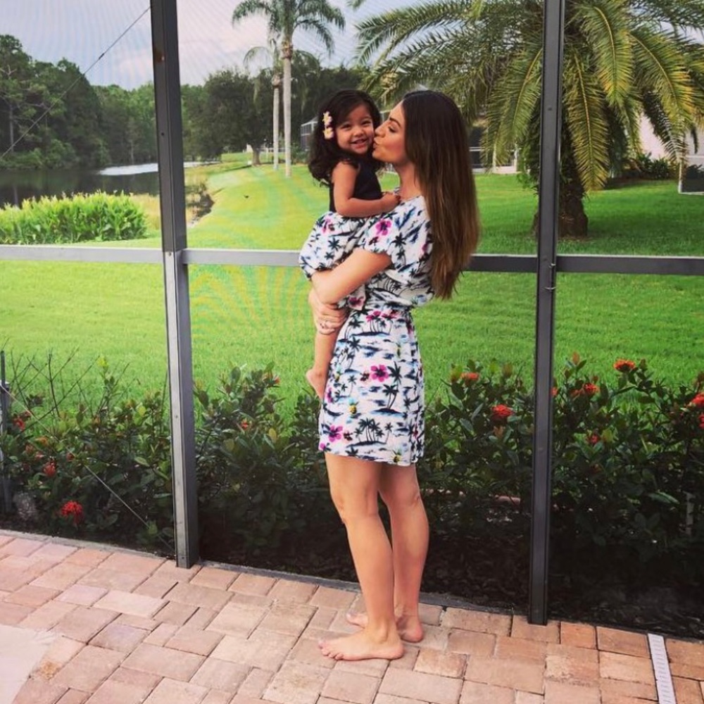 Mommy and me Aloha print matching dresses